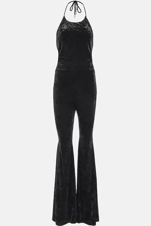 ALEXANDRE VAUTHIER Halterneck flared velvet jumpsuit