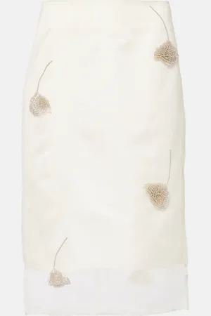 Rohe Beaded silk organza pencil skirt