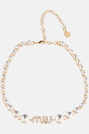 Miu Miu Logo crystal-embellished necklace