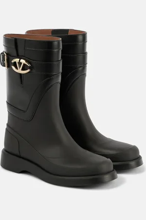 VALENTINO GARAVANI VGold leather-trimmed rain boots