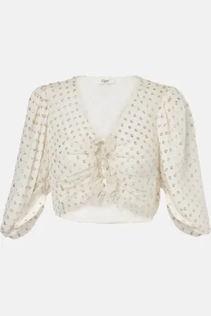 Chloé Jacquard silk-blend muslin crop top