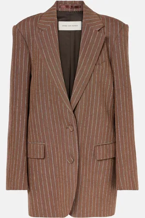 DRIES VAN NOTEN Striped linen-blend blazer