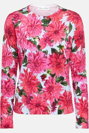 Oscar de la Renta Floral cotton-blend cardigan