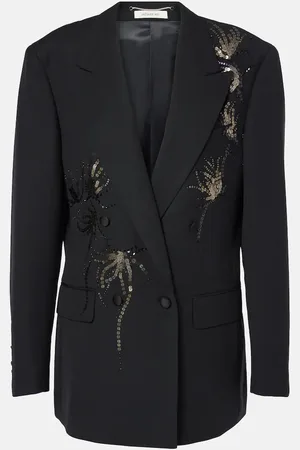 JACQUES WEI Double-breasted sequined wool blazer