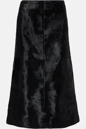 Totême Paneled calf hair midi skirt