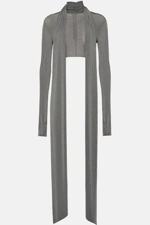 ALEX PERRY Scarf-detail embellished jersey crop top