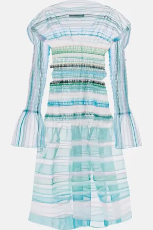 SUSAN FANG Striped sheer midi dress