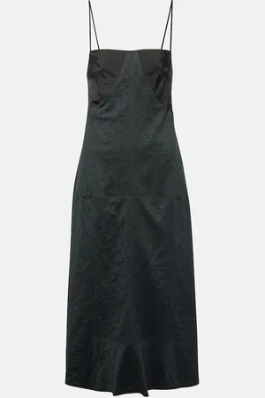 Jil Sander Lace-trimmed cotton-blend midi dress