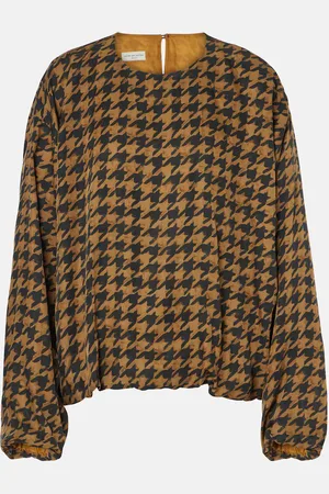 DRIES VAN NOTEN Houndstooth satin blouse