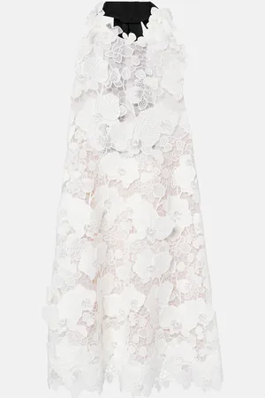 Oscar de la Renta Floral guipure lace minidress
