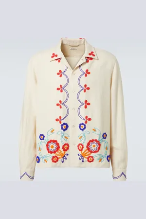 BODE Garden Party beaded linen shirt