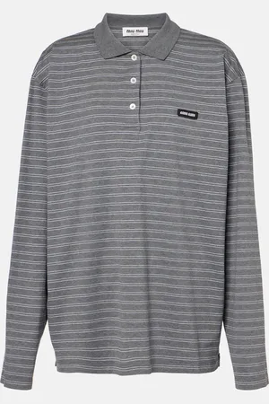 Miu Miu Striped cotton jersey polo shirt