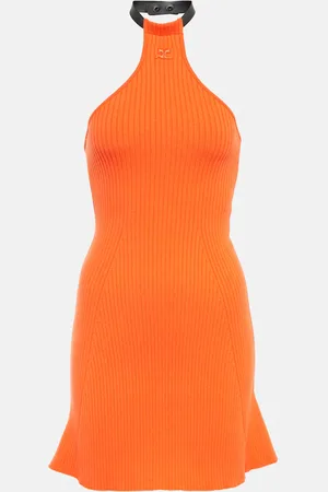 Courrèges Ribbed-knit halterneck minidress