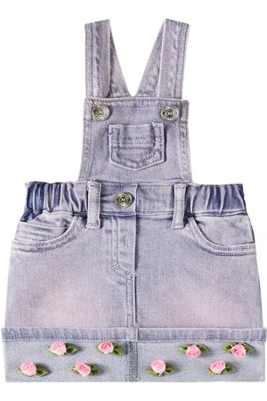 MONNALISA Baby floral-appliquÃ© denim overalls
