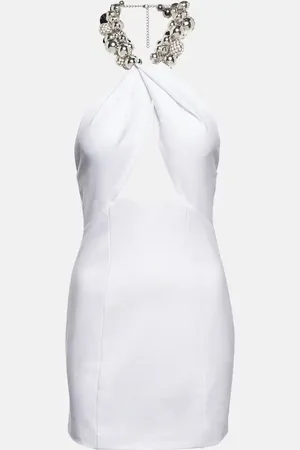 AREA Embellished halterneck jersey minidress