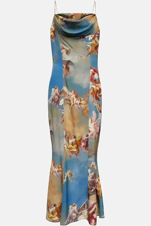 Balmain Printed silk maxi dress