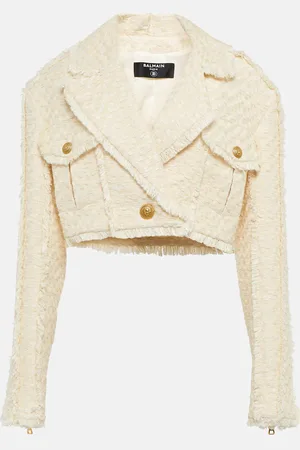 Balmain Cotton-blend tweed cropped jacket