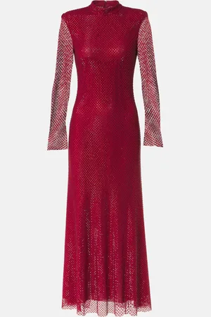 Self-Portrait Embellished fishnet midi dress