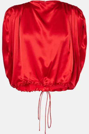 The Sei Gathered silk satin crop top