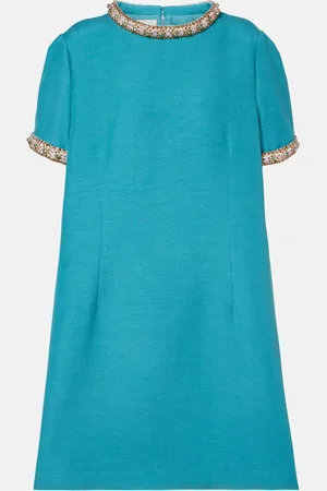VALENTINO Wool and silk embellished cocktail dress