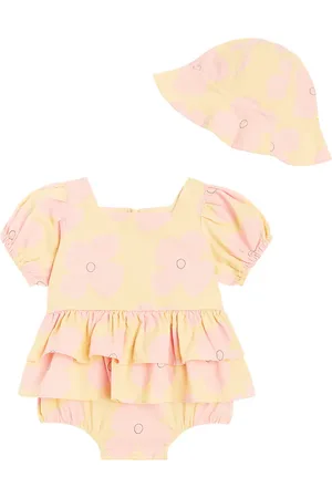 Jelly Mallow Baby printed cotton playsuit and hat set