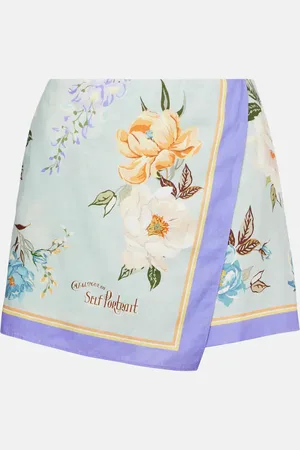 Self-Portrait Floral linen and cotton shorts