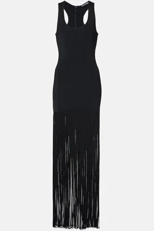 DAVID KOMA Fringed knitted maxi dress