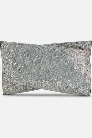 Christian Louboutin Loubitwist Small crystal-embellished suede clutch