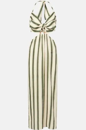 JOHANNA ORTIZ Los Siete Mares striped cutout midi dress