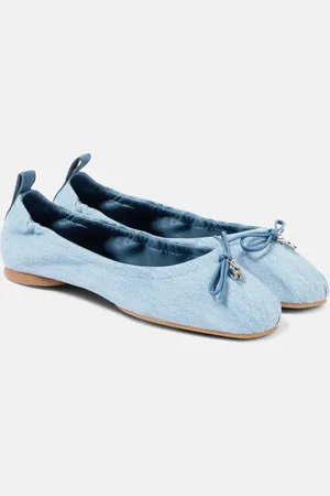 Hogan H684 bow-detail denim ballet flats