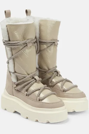 INUIKII Leather shearling-trimmed snow boots