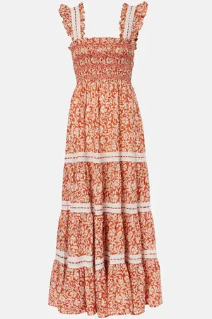RIXO London Aubrie floral smocked cotton midi dress
