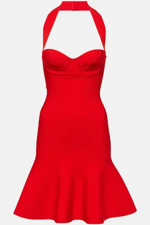 Alaïa Ribbed-knit halterneck minidress