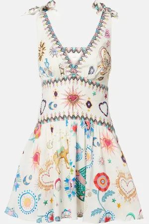 Camilla Embroidered linen and silk minidress