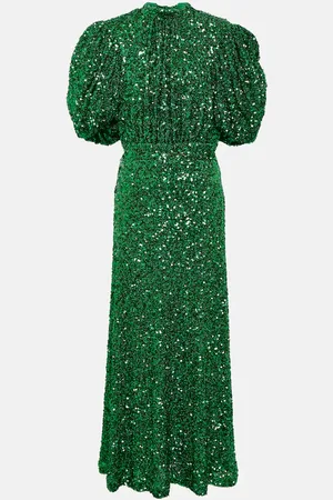 ROTATE Sequined puff-sleeve maxi dress