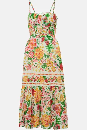 Farm Rio Floral Sketch cotton midi dress