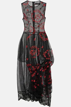 Simone Rocha Floral embroidered tulle midi dress