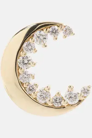 Sydney Evan Crescent Moon 14kt single earring with diamonds