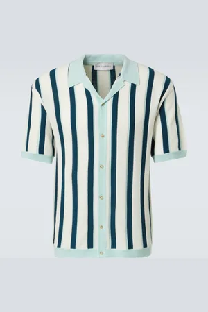 King & Tuckfield Striped knitted wool bowling shirt