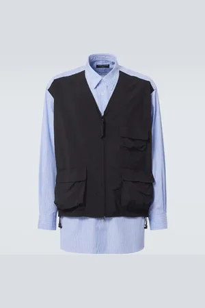 Comme des Garçons Layered striped cotton shirt