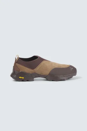 ROA Suede-trimmed slip-on sneakers