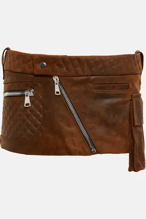 LAQUAN SMITH Leather cargo mini skirt