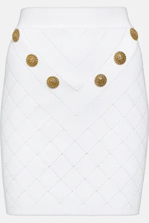 Balmain Embellished ribbed-knit miniskirt