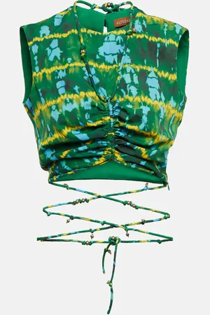 Altuzarra Ayana printed ruched crop top
