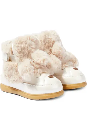 Donsje Baby Dubu faux fur-trimmed leather booties