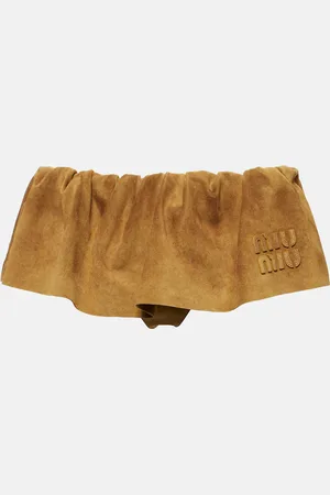 Miu Miu Logo low-rise suede miniskirt