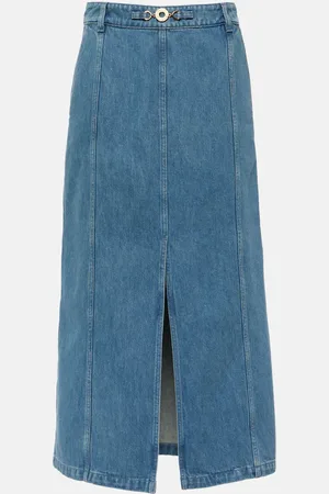 Patou High-rise denim midi skirt