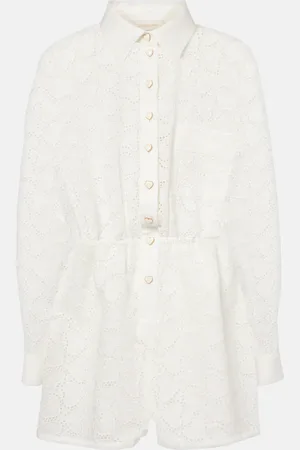 ZIMMERMANN Crush Embroidered linen playsuit