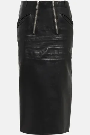 Prada Leather midi skirt