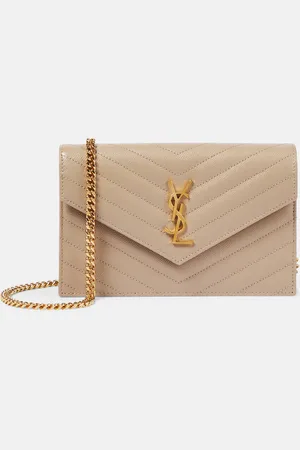 Saint Laurent Cassandre matelassÃ© envelope leather wallet on chain